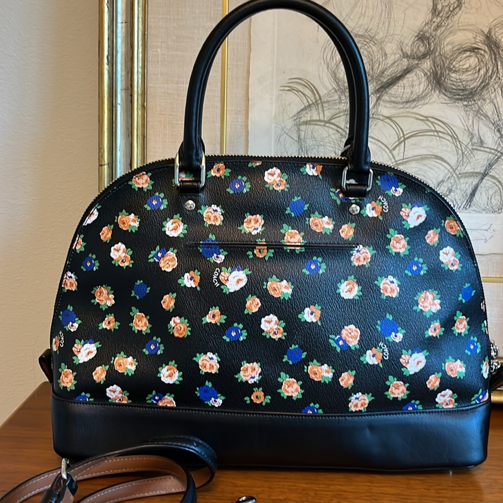 Coach Black Floral Crossbody Satchel - Picture 7 of 11